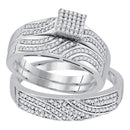 10kt White Gold His & Hers Round Diamond Square Cluster Matching Bridal Wedding Ring Band Set 3/8 Cttw - FREE Shipping (US/CAN)-Wedding Jewelry-5-JadeMoghul Inc.