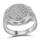 10kt White Gold Mens Diamond Circle Cluster Fashion Ring 1/3 Cttw-Gold & Diamond Men Rings-JadeMoghul Inc.