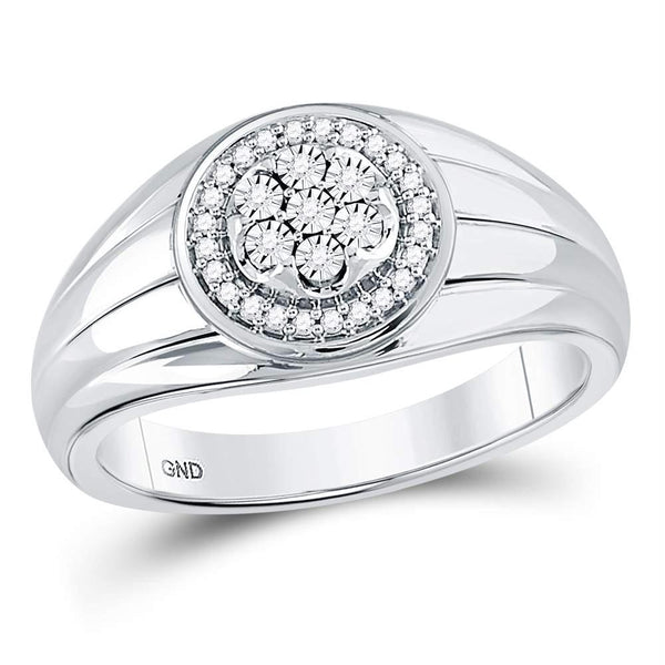 10kt White Gold Men's Diamond Circle Cluster Ring-Gold & Diamond Men Rings-12-JadeMoghul Inc.