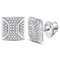 10kt White Gold Mens Diamond Cluster Stud Earrings 1/5 Cttw-Gold & Diamond Men Earrings-JadeMoghul Inc.