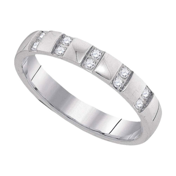 10kt White Gold Mens Diamond Machine-set Comfort 4mm Wedding Band Ring 1/6 Cttw-Gold & Diamond Men Rings-JadeMoghul Inc.