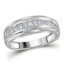 10kt White Gold Men's Princess Diamond Single Row Wedding Band Ring 1/2 Cttw - FREE Shipping (US/CAN)-Gold & Diamond Wedding Jewelry-8-JadeMoghul Inc.