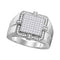 10kt White Gold Men's Princess Diamond Square Frame Cluster Ring 1.00 Cttw - FREE Shipping (US/CAN)-Men's Rings-8-JadeMoghul Inc.