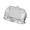 10kt White Gold Men's Princess Diamond Symmetrical Square Cluster Ring 1-1/12 Cttw - FREE Shipping (US/CAN)-Gold & Diamond Rings-8-JadeMoghul Inc.