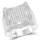 10kt White Gold Men's Princess Diamond Symmetrical Square Cluster Ring 1-7/8 Cttw - FREE Shipping (US/CAN)-Gold & Diamond Rings-8-JadeMoghul Inc.