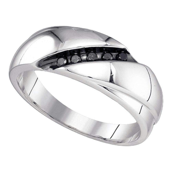 10kt White Gold Men's Round Black Color Enhanced Diamond Band Ring 1/10 Cttw - FREE Shipping (USA/CAN)-Gold & Diamond Men Rings-8-JadeMoghul Inc.