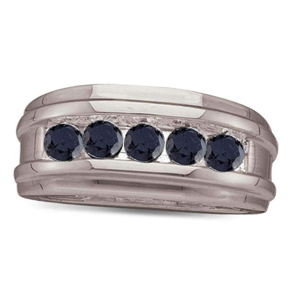 10kt White Gold Men's Round Black Color Enhanced Diamond Band Ring 1/4 Cttw - FREE Shipping (US/CAN)-Gold & Diamond Men Rings-8.5-JadeMoghul Inc.