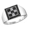 10kt White Gold Men's Round Black Color Enhanced Diamond Checkered Square Cluster Ring 1/4 Cttw - FREE Shipping (US/CAN)-Men's Rings-8-JadeMoghul Inc.