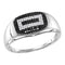 10kt White Gold Men's Round Black Color Enhanced Diamond Concentric Rectangle Cluster Ring 1/4 Cttw - FREE Shipping (US/CAN)-Gold & Diamond Men Rings-8-JadeMoghul Inc.