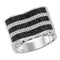 10kt White Gold Men's Round Black Color Enhanced Diamond Rectangle Stripe Cluster Ring 7/8 Cttw - FREE Shipping (US/CAN)-Gold & Diamond General-8-JadeMoghul Inc.