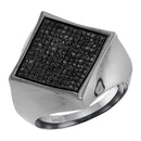 10kt White Gold Men's Round Black Color Enhanced Diamond Square Cluster Ring 1/2 Cttw - FREE Shipping (US/CAN)-Gold & Diamond Rings-11-JadeMoghul Inc.