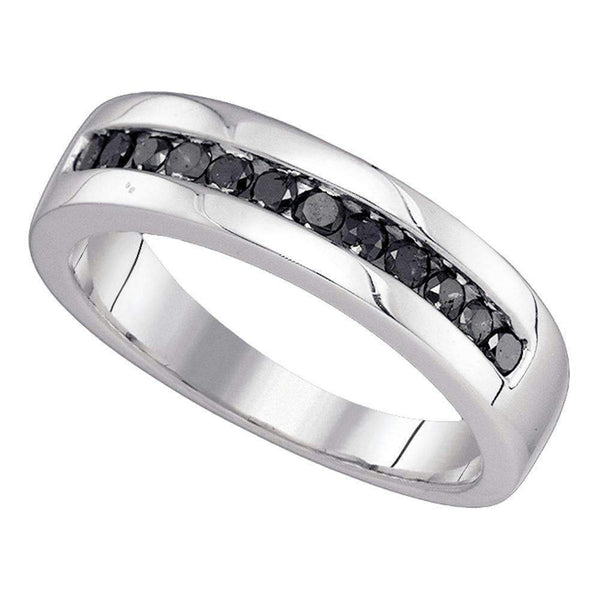 10kt White Gold Men's Round Black Color Enhanced Diamond Wedding Band Ring 1/2 Cttw - FREE Shipping (US/CAN)-Gold & Diamond Wedding Jewelry-8.5-JadeMoghul Inc.