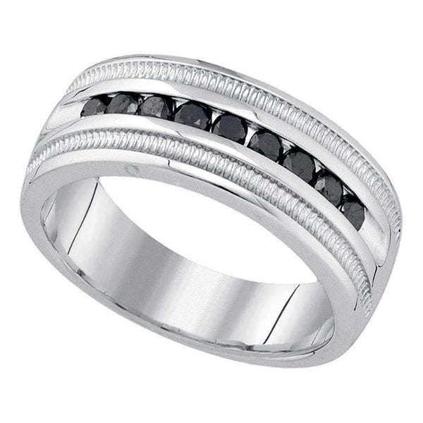 10kt White Gold Men's Round Black Color Enhanced Diamond Wedding Band Ring 1/2 Cttw - FREE Shipping (US/CAN)-Gold & Diamond Wedding Jewelry-8-JadeMoghul Inc.