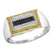10kt White Gold Men's Round Black Yellow Color Enhanced Diamond Rectangle Cluster Ring 1/4 Cttw - FREE Shipping (US/CAN)-Gold & Diamond Rings-8-JadeMoghul Inc.