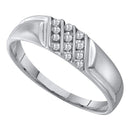10kt White Gold Men's Round Channel-set Diamond Diagonal Triple Row Wedding Band 1/8 Cttw - FREE Shipping (US/CAN)-Wedding Jewelry-8-JadeMoghul Inc.