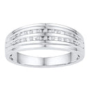 10kt White Gold Men's Round Channel-set Diamond Double Row Wedding Band Ring 1/10 Cttw - FREE Shipping (US/CAN)-Gold & Diamond Wedding Jewelry-8-JadeMoghul Inc.