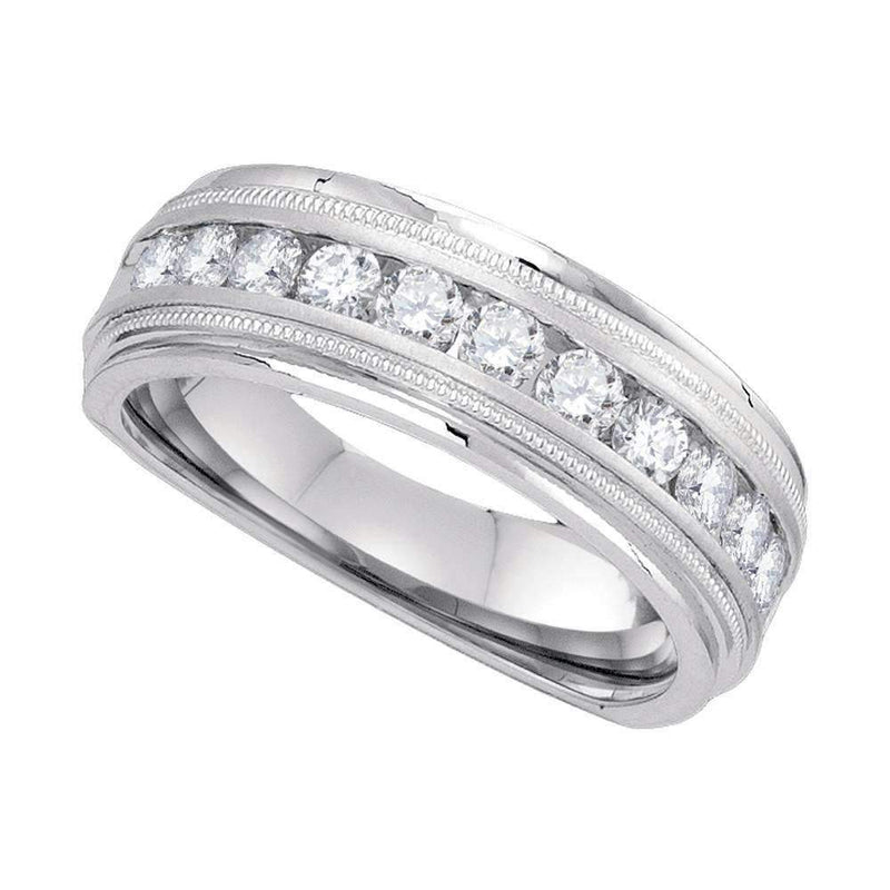 10kt White Gold Men's Round Channel-set Diamond Milgrain Edge Wedding Band Ring 1/2 Cttw - FREE Shipping (US/CAN)-Wedding Jewelry-8-JadeMoghul Inc.