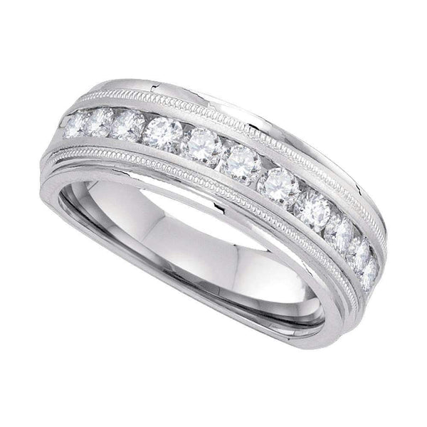 10kt White Gold Men's Round Channel-set Diamond Milgrain Edge Wedding Band Ring 1/2 Cttw - FREE Shipping (US/CAN)-Wedding Jewelry-8-JadeMoghul Inc.
