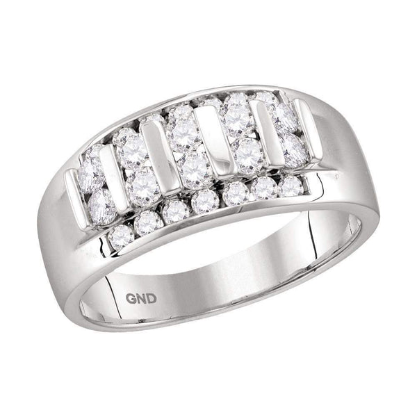 10kt White Gold Men's Round Channel-set Diamond Raised Wedding Band 1.00 Cttw - FREE Shipping (US/CAN)-Wedding Jewelry-8-JadeMoghul Inc.