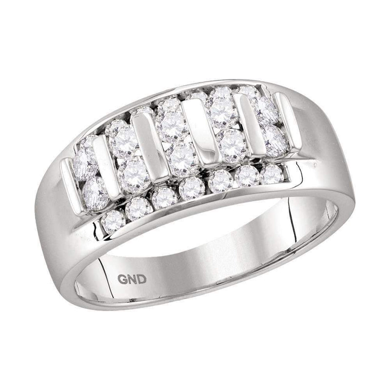 10kt White Gold Men's Round Channel-set Diamond Raised Wedding Band 1.00 Cttw - FREE Shipping (US/CAN)-Wedding Jewelry-8-JadeMoghul Inc.
