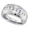10kt White Gold Men's Round Channel-set Diamond Ridged Wedding Band Ring 3/4 Cttw - FREE Shipping (US/CAN)-Gold & Diamond Wedding Jewelry-8-JadeMoghul Inc.