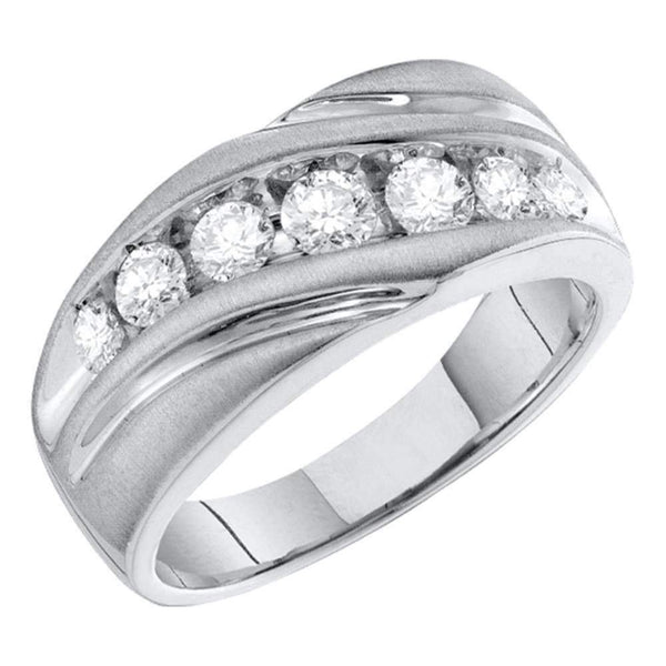 10kt White Gold Men's Round Channel-set Diamond Single Row Wedding Band Ring 1.00 Cttw - FREE Shipping (US/CAN)-Gold & Diamond Wedding Jewelry-8-JadeMoghul Inc.