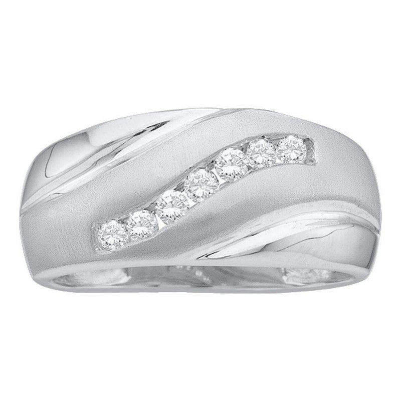 10kt White Gold Men's Round Channel-set Diamond Wedding Anniversary Band Ring 1/4 Cttw - FREE Shipping (US/CAN)-Gold & Diamond Wedding Jewelry-8-JadeMoghul Inc.