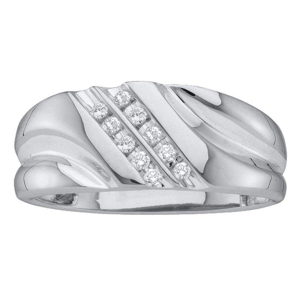 10kt White Gold Men's Round Diamond 2-row Wedding Anniversary Band Ring 1/8 Cttw - FREE Shipping (US/CAN)-Gold & Diamond Wedding Jewelry-8-JadeMoghul Inc.