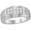 10kt White Gold Mens Round Diamond 2-tone Hammered Wedding Band Ring 1/2 Cttw-Gold & Diamond Wedding Jewelry-8.5-JadeMoghul Inc.