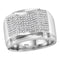 10kt White Gold Men's Round Diamond Arched Concave Square Cluster Ring 1/2 Cttw - FREE Shipping (US/CAN)-Gold & Diamond Men Rings-8-JadeMoghul Inc.