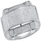 10kt White Gold Men's Round Diamond Arched Rectangle Cluster Ring 5/8 Cttw - FREE Shipping (US/CAN)-Gold & Diamond Rings-8-JadeMoghul Inc.