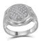 10kt White Gold Men's Round Diamond Circle Cluster Fashion Ring 1/3 Cttw - FREE Shipping (US/CAN)-Men's Rings-9.5-JadeMoghul Inc.