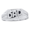 10kt White Gold Men's Round Diamond Dad Father Band Ring .01 Cttw - FREE Shipping (US/CAN)-Gold & Diamond Men Rings-8.5-JadeMoghul Inc.
