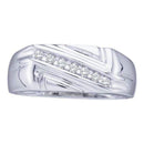 10kt White Gold Men's Round Diamond Diagonal Row Wedding Band Ring 1/8 Cttw - FREE Shipping (US/CAN)-Wedding Jewelry-9.5-JadeMoghul Inc.