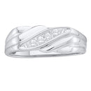 10kt White Gold Men's Round Diamond Diagonal Single Row Wedding Band Ring 1/8 Cttw - FREE Shipping (US/CAN)-Wedding Jewelry-8-JadeMoghul Inc.