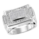 10kt White Gold Mens Round Diamond Domed Rectangle Frame Cluster Ring 1/2 Cttw - FREE Shipping (US/CAN)-Gold & Diamond Rings-8-JadeMoghul Inc.