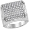 10kt White Gold Men's Round Diamond Domed Square Cluster Ring 1.00 Cttw - FREE Shipping (US/CAN)-Gold & Diamond Rings-8-JadeMoghul Inc.