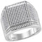 10kt White Gold Mens Round Diamond Edged Square Cluster Ring 7/8 Cttw - FREE Shipping (US/CAN)-Gold & Diamond Rings-8-JadeMoghul Inc.