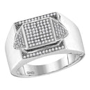 10kt White Gold Mens Round Diamond Elevated Square Cluster Ring 1/3 Cttw - FREE Shipping (US/CAN)-Gold & Diamond Rings-8-JadeMoghul Inc.