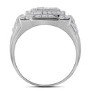 10kt White Gold Men's Round Diamond Framed Square Cluster Ring 2-1/4 Cttw - FREE Shipping (US/CAN)-Gold & Diamond Rings-8-JadeMoghul Inc.