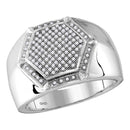 10kt White Gold Men's Round Diamond Hexagon Frame Cluster Ring 3/8 Cttw - FREE Shipping (US/CAN)-Gold & Diamond Rings-8-JadeMoghul Inc.