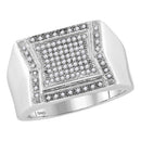 10kt White Gold Men's Round Diamond Indented Square Cluster Ring 1/3 Cttw - FREE Shipping (US/CAN)-Gold & Diamond Rings-8-JadeMoghul Inc.