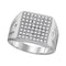 10kt White Gold Men's Round Diamond Polished Square Cluster Ring 1/2 Cttw - FREE Shipping (US/CAN)-Gold & Diamond Rings-8-JadeMoghul Inc.