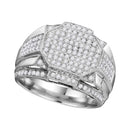 10kt White Gold Men's Round Diamond Polygon Octagon Cluster Ring 1-1/2 Cttw - FREE Shipping (US/CAN)-Gold & Diamond Rings-8-JadeMoghul Inc.