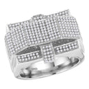 10kt White Gold Men's Round Diamond Rectangle Arched Cluster Ring 1.00 Cttw - FREE Shipping (US/CAN)-Gold & Diamond Rings-8-JadeMoghul Inc.