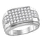 10kt White Gold Men's Round Diamond Rectangle Cluster Ring 1-7/8 Cttw - FREE Shipping (US/CAN)-Gold & Diamond Rings-8-JadeMoghul Inc.