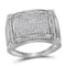 10kt White Gold Mens Round Diamond Rectangle Cluster Ring 1/2 Cttw-Gold & Diamond Rings-8.5-JadeMoghul Inc.