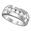 10kt White Gold Men's Round Diamond Screw Band Ring 1.00 Cttw - FREE Shipping (US/CAN)-Gold & Diamond Men Rings-8-JadeMoghul Inc.