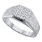 10kt White Gold Men's Round Diamond Square Cluster Brushed Ring 1/8 Cttw - FREE Shipping (US/CAN)-Gold & Diamond Men Rings-8-JadeMoghul Inc.