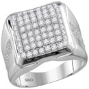 10kt White Gold Men's Round Diamond Square Cluster Fashion Ring 2.00 Cttw - FREE Shipping (US/CAN)-Gold & Diamond General-8-JadeMoghul Inc.